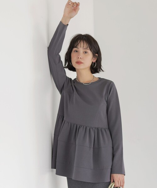 組曲 S(クミキョク チイサイサイズ)の「ソフトダンボール ビスチェ風カットソー(Tシャツ/カットソー・レディース・ホワイト系/ブラック系・S2)」の18枚目の写真