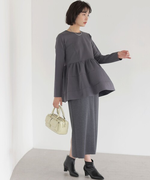 組曲 S(クミキョク チイサイサイズ)の「ソフトダンボール ビスチェ風カットソー(Tシャツ/カットソー・レディース・ホワイト系/ブラック系・S2)」の20枚目の写真