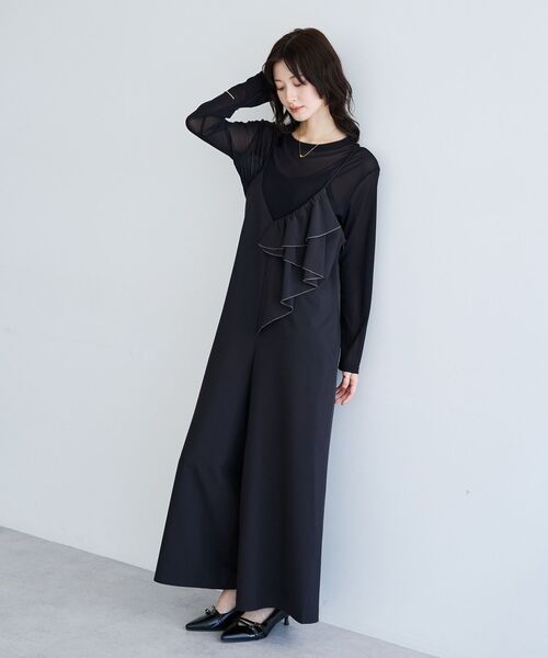 YECCA VECCA(イェッカヴェッカ)の「ラッフルキャミオールインワン(サロペット/オーバーオール・レディース・ダークベージュ/ブラック・FREE)」の22枚目の写真