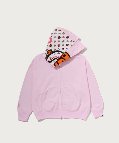 A BATHING APE（アベイシングエイプ）の「MILO SHARK OVERSIZED FULL ZIP DOUBLE HOODIE（パーカー・レディース・イエロー/ピンク・MEDIUM/SMALL）」の4枚目の写真