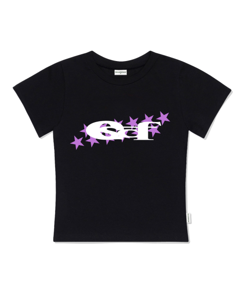 ESCAPEFROM(エスケープフロム)の「スタ ESCF ロゴ コラージュ プリント スリムフィット 半袖Tシャツ ブラック(Tシャツ/カットソー・レディース・その他・LARGE/MEDIUM)」の1枚目の写真