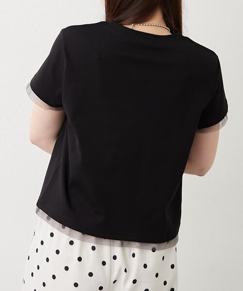 Remind me and forever(リマインドミーアンドフォーエバー)の「接触冷感チュール切替Tシャツ(Tシャツ/カットソー・レディース・ブラウン/ブラック/オフホワイト・FREE)」の19枚目の写真
