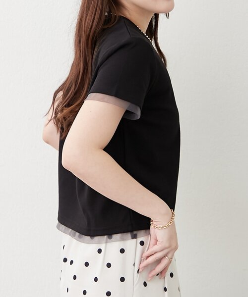 Remind me and forever(リマインドミーアンドフォーエバー)の「接触冷感チュール切替Tシャツ(Tシャツ/カットソー・レディース・ブラウン/ブラック/オフホワイト・FREE)」の20枚目の写真
