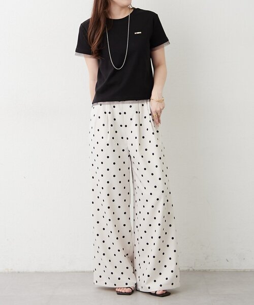 Remind me and forever(リマインドミーアンドフォーエバー)の「接触冷感チュール切替Tシャツ(Tシャツ/カットソー・レディース・ブラウン/ブラック/オフホワイト・FREE)」の21枚目の写真
