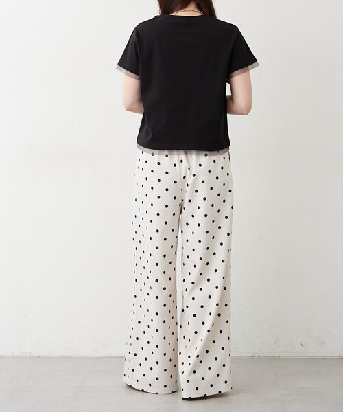 Remind me and forever(リマインドミーアンドフォーエバー)の「接触冷感チュール切替Tシャツ(Tシャツ/カットソー・レディース・ブラウン/ブラック/オフホワイト・FREE)」の10枚目の写真