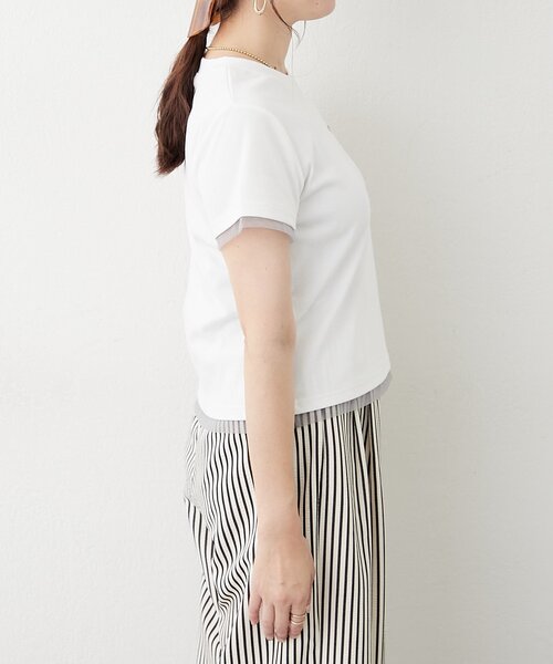 Remind me and forever(リマインドミーアンドフォーエバー)の「接触冷感チュール切替Tシャツ(Tシャツ/カットソー・レディース・ブラウン/ブラック/オフホワイト・FREE)」の7枚目の写真