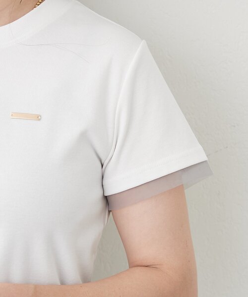 Remind me and forever(リマインドミーアンドフォーエバー)の「接触冷感チュール切替Tシャツ(Tシャツ/カットソー・レディース・ブラウン/ブラック/オフホワイト・FREE)」の9枚目の写真
