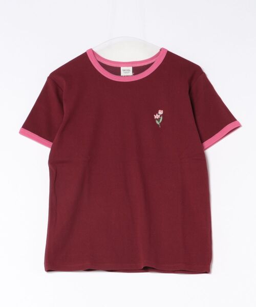 SOMETHING(サムシング)の「SOMETHING×TOLIGHT 刺繍 ロゴ半袖Tシャツ(Tシャツ/カットソー・レディース・ホワイト/ボルドー/ネイビー・FREE)」の1枚目の写真