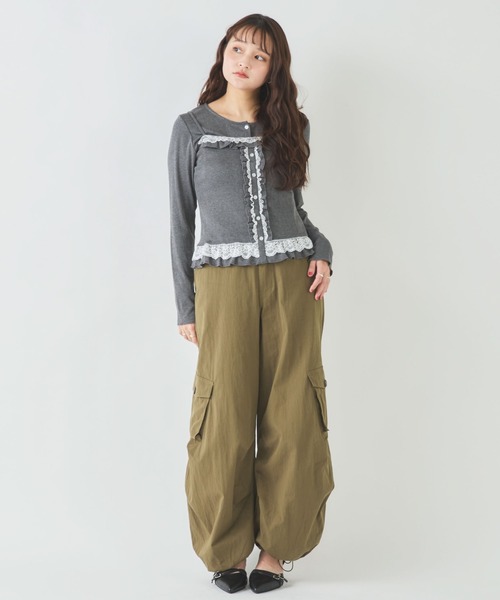 archives(アルシーヴ)の「配色レースカットアンサンブル(Tシャツ/カットソー・レディース・アイボリー/ブラック/チャコールグレー・MEDIUM)」の20枚目の写真
