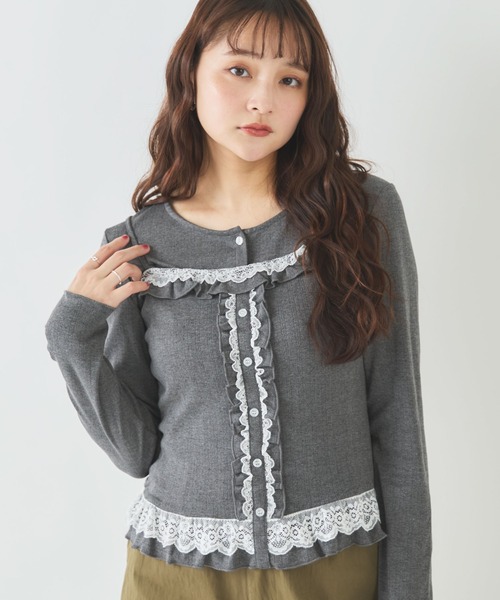 archives(アルシーヴ)の「配色レースカットアンサンブル(Tシャツ/カットソー・レディース・アイボリー/ブラック/チャコールグレー・MEDIUM)」の16枚目の写真