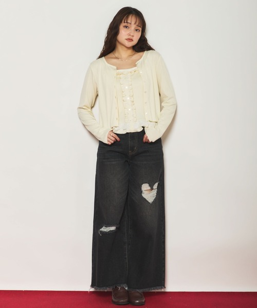 archives(アルシーヴ)の「配色レースカットアンサンブル(Tシャツ/カットソー・レディース・アイボリー/ブラック/チャコールグレー・MEDIUM)」の10枚目の写真