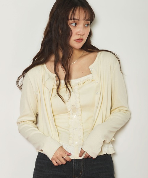 archives(アルシーヴ)の「配色レースカットアンサンブル(Tシャツ/カットソー・レディース・アイボリー/ブラック/チャコールグレー・MEDIUM)」の8枚目の写真