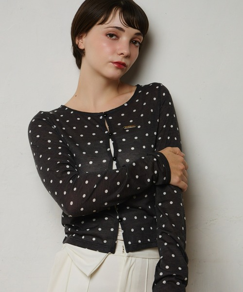 mic by Olu.(ミックバイオルドット)の「< ZOZOTOWN限定 >コンパクトドットカーディガン(カーディガン/ボレロ・レディース・ホワイト/ブラック・FREE)」の2枚目の写真