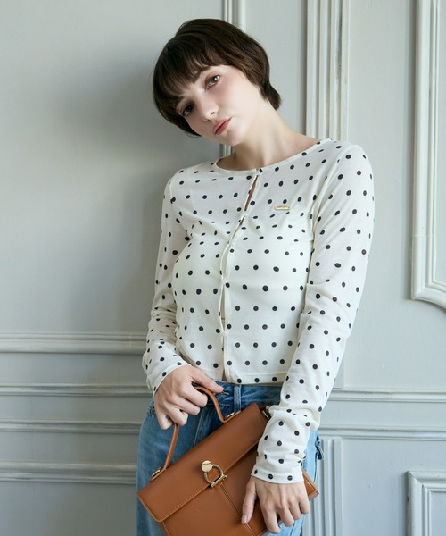mic by Olu.(ミックバイオルドット)の「< ZOZOTOWN限定 >コンパクトドットカーディガン(カーディガン/ボレロ・レディース・ホワイト/ブラック・FREE)」の6枚目の写真