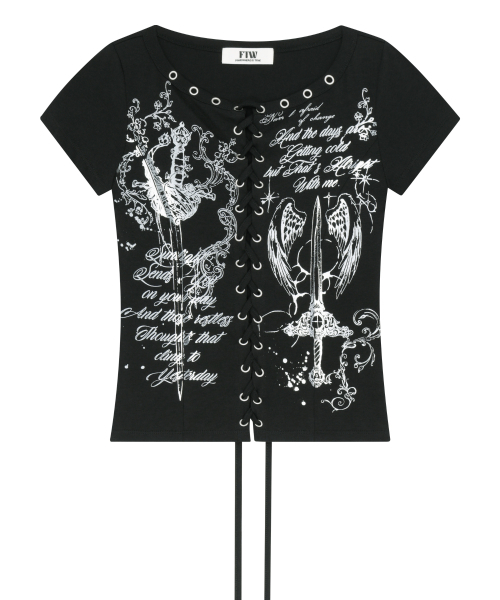 FOR THE WEATHER(フォーザウェザー)の「アイレットエンジェルブレードTシャツ(ブラック)(Tシャツ/カットソー・レディース・その他・ONE SIZE)」の2枚目の写真