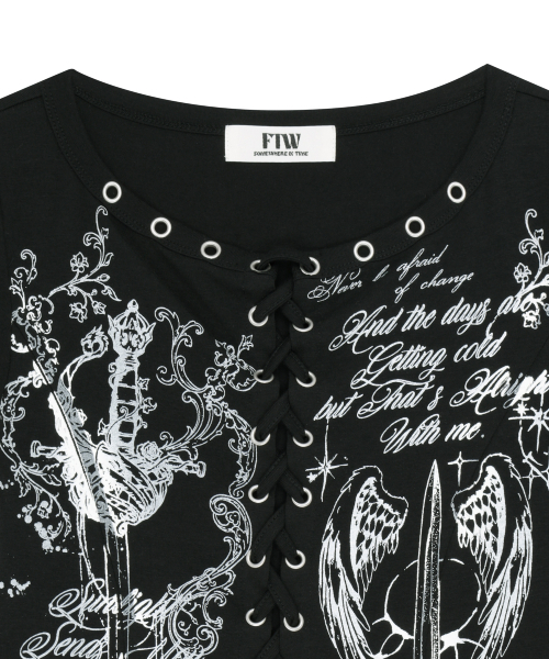 FOR THE WEATHER(フォーザウェザー)の「アイレットエンジェルブレードTシャツ(ブラック)(Tシャツ/カットソー・レディース・その他・ONE SIZE)」の4枚目の写真