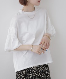 vingtrois 袖ギャザーTシャツ 半端袖