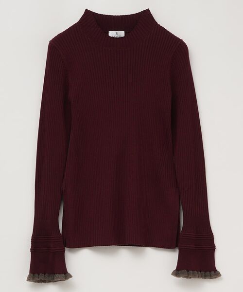 LANVIN en Bleu(ランバンオンブルー)の「カフスデザインリブニット(ニット/セーター・レディース・チャコールグレー/ボルドー/ライトカーキ・38)」の3枚目の写真