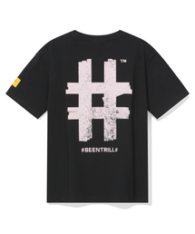 ウィメンズスタンプハッシュタグ半袖Tシャツ(ブラック)