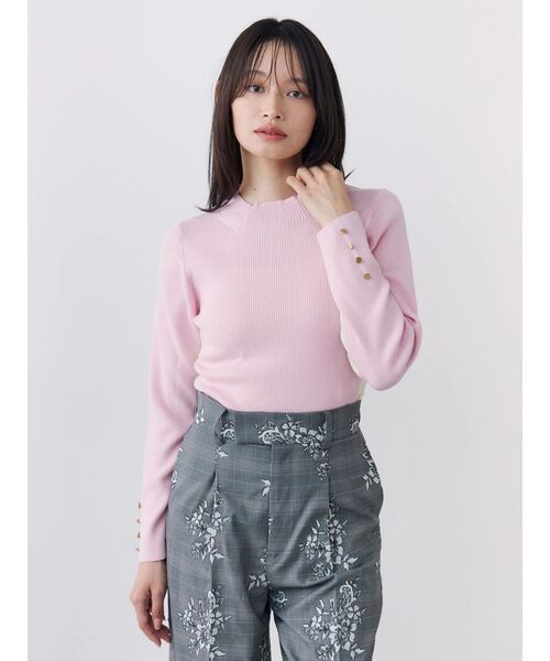 TONAL（トーナル）の「ウォッシャブルウールバイカラーハイネックニット（ニット/セーター・レディース・ライトブルー/オフホワイト/ブラック/ピンク/グレー・MEDIUM）」の5枚目の写真