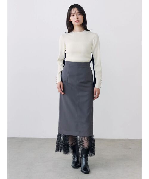 TONAL（トーナル）の「ウォッシャブルウールバイカラーハイネックニット（ニット/セーター・レディース・ライトブルー/オフホワイト/ブラック/ピンク/グレー・MEDIUM）」の10枚目の写真
