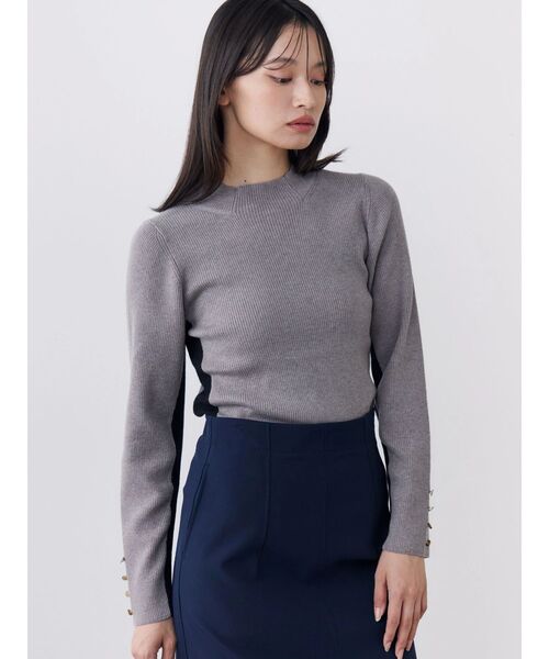 TONAL（トーナル）の「ウォッシャブルウールバイカラーハイネックニット（ニット/セーター・レディース・ライトブルー/オフホワイト/ブラック/ピンク/グレー・MEDIUM）」の14枚目の写真
