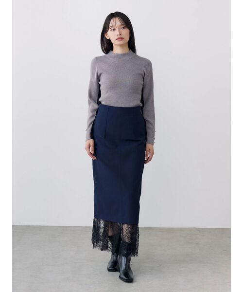 TONAL（トーナル）の「ウォッシャブルウールバイカラーハイネックニット（ニット/セーター・レディース・ライトブルー/オフホワイト/ブラック/ピンク/グレー・MEDIUM）」の18枚目の写真