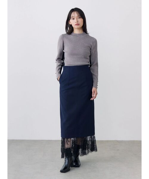 TONAL（トーナル）の「ウォッシャブルウールバイカラーハイネックニット（ニット/セーター・レディース・ライトブルー/オフホワイト/ブラック/ピンク/グレー・MEDIUM）」の19枚目の写真