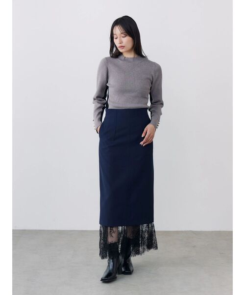 TONAL（トーナル）の「ウォッシャブルウールバイカラーハイネックニット（ニット/セーター・レディース・ライトブルー/オフホワイト/ブラック/ピンク/グレー・MEDIUM）」の20枚目の写真