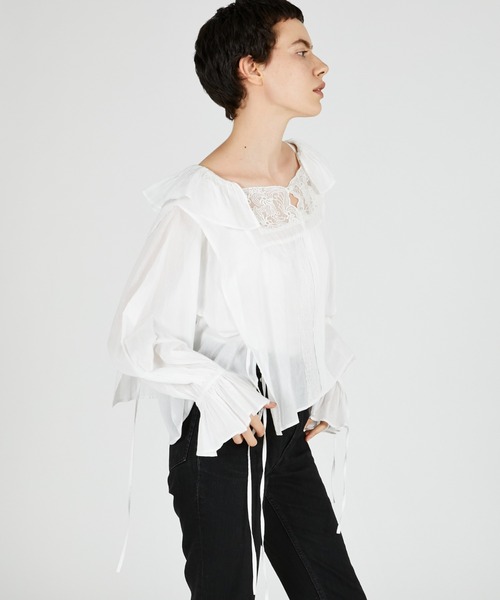 crinkle crinkle crinkle(クリンクルクリンクルクリンクル)の「【crinkle crinkle crinkle】victorian collar blouse/ヴィクリアンカラーブラウス(シャツ/ブラウス・レディース・ブラック/ホワイト・FREE)」の6枚目の写真