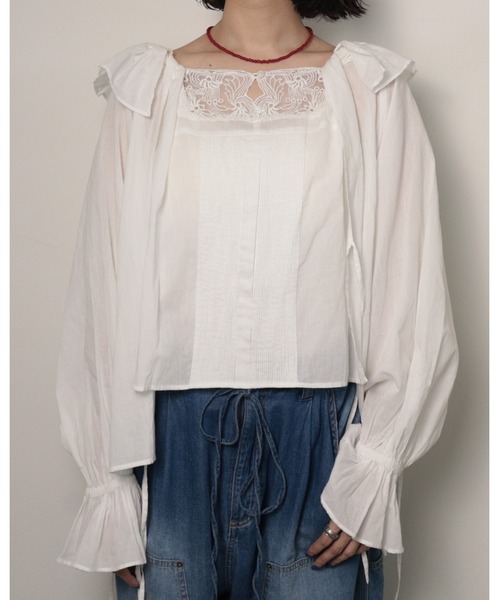 crinkle crinkle crinkle(クリンクルクリンクルクリンクル)の「【crinkle crinkle crinkle】victorian collar blouse/ヴィクリアンカラーブラウス(シャツ/ブラウス・レディース・ブラック/ホワイト・FREE)」の13枚目の写真
