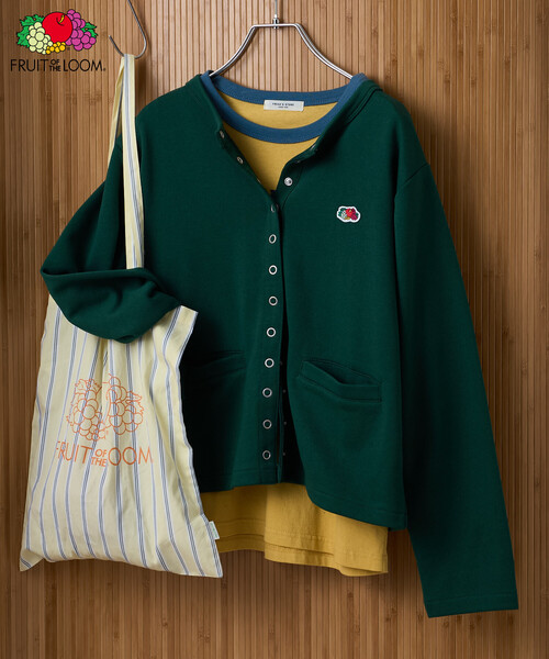 FREAK'S STORE(フリークスストア)の「FRUIT OF THE LOOM×FREAK'S STORE/フルーツオブザルーム 別注 スナップカーディガン/リングドットカーディガン/スウェットカーディガン(カーディガン/ボレロ・レディース・グリーン/レッド/ブラック・フリ-)」の3枚目の写真