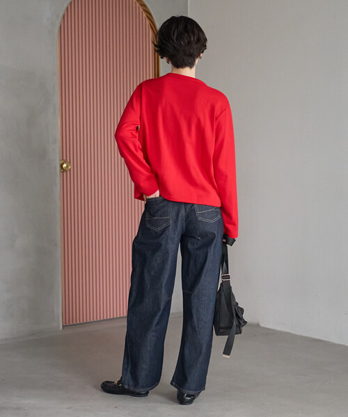 FREAK'S STORE(フリークスストア)の「FRUIT OF THE LOOM×FREAK'S STORE/フルーツオブザルーム 別注 スナップカーディガン/リングドットカーディガン/スウェットカーディガン(カーディガン/ボレロ・レディース・グリーン/レッド/ブラック・フリ-)」の8枚目の写真