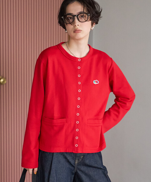 FREAK'S STORE(フリークスストア)の「FRUIT OF THE LOOM×FREAK'S STORE/フルーツオブザルーム 別注 スナップカーディガン/リングドットカーディガン/スウェットカーディガン(カーディガン/ボレロ・レディース・グリーン/レッド/ブラック・フリ-)」の10枚目の写真