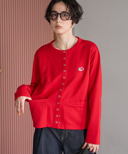 FREAK'S STORE(フリークスストア)の「FRUIT OF THE LOOM×FREAK'S STORE/フルーツオブザルーム 別注 スナップカーディガン/リングドットカーディガン/スウェットカーディガン(カーディガン/ボレロ・レディース・グリーン/レッド/ブラック・フリ-)」の11枚目の写真