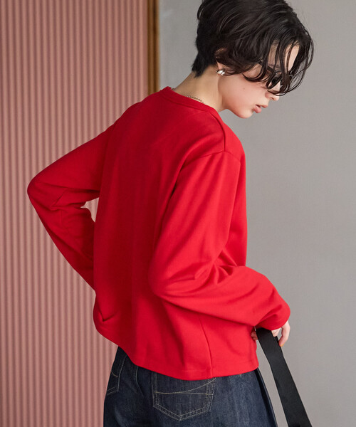 FREAK'S STORE(フリークスストア)の「FRUIT OF THE LOOM×FREAK'S STORE/フルーツオブザルーム 別注 スナップカーディガン/リングドットカーディガン/スウェットカーディガン(カーディガン/ボレロ・レディース・グリーン/レッド/ブラック・フリ-)」の13枚目の写真