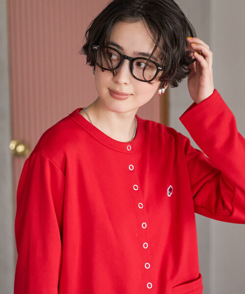 FREAK'S STORE(フリークスストア)の「FRUIT OF THE LOOM×FREAK'S STORE/フルーツオブザルーム 別注 スナップカーディガン/リングドットカーディガン/スウェットカーディガン(カーディガン/ボレロ・レディース・グリーン/レッド/ブラック・フリ-)」の16枚目の写真