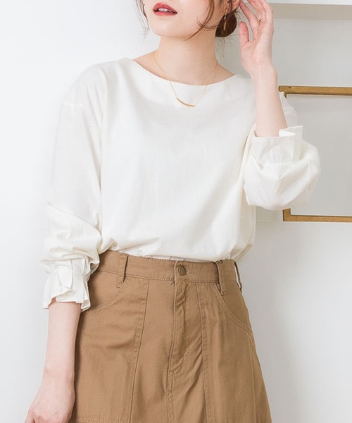 ElegChic(エレグシック)の「タックスリーブカットソー(Tシャツ/カットソー・レディース・チャコールグレー/モカ/オフホワイト/グレイッシュベージュ/ブラック・FREE)」の13枚目の写真