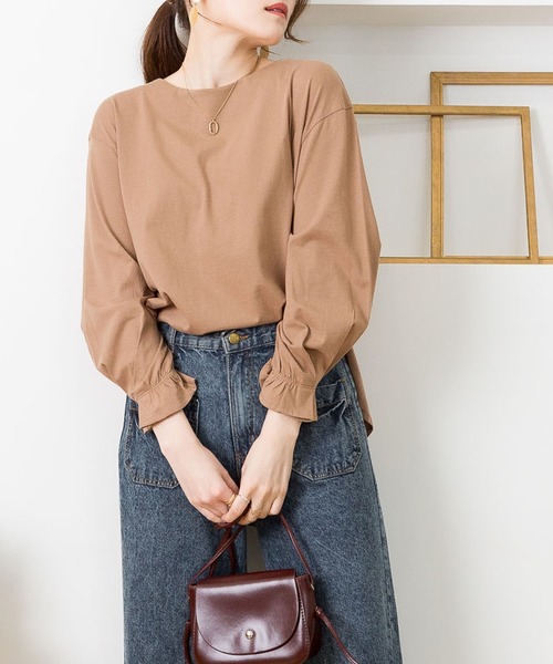 ElegChic(エレグシック)の「タックスリーブカットソー(Tシャツ/カットソー・レディース・チャコールグレー/モカ/オフホワイト/グレイッシュベージュ/ブラック・FREE)」の19枚目の写真