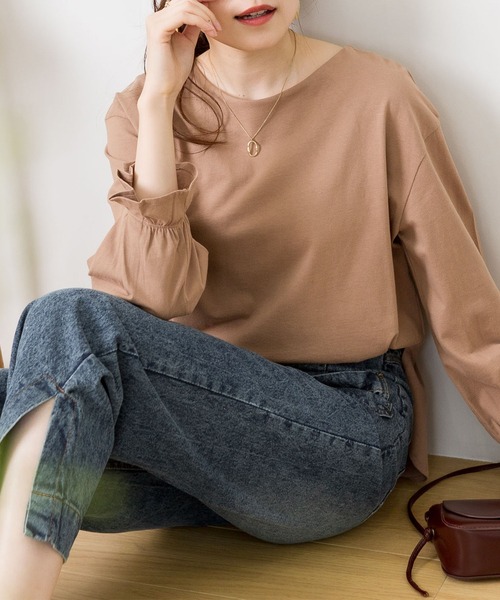 ElegChic(エレグシック)の「タックスリーブカットソー(Tシャツ/カットソー・レディース・チャコールグレー/モカ/オフホワイト/グレイッシュベージュ/ブラック・FREE)」の20枚目の写真