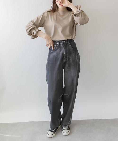 ElegChic(エレグシック)の「タックスリーブカットソー(Tシャツ/カットソー・レディース・チャコールグレー/モカ/オフホワイト/グレイッシュベージュ/ブラック・FREE)」の22枚目の写真