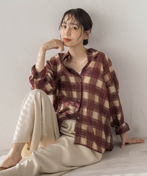 Droite lautreamont(ドロワットロートレアモン)の「チェックシャツ(シャツ/ブラウス・レディース・ワインレッド/ブルー系その他・M)」の2枚目の写真
