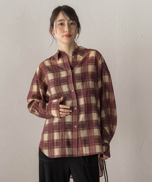 Droite lautreamont(ドロワットロートレアモン)の「チェックシャツ(シャツ/ブラウス・レディース・ワインレッド/ブルー系その他・M)」の11枚目の写真