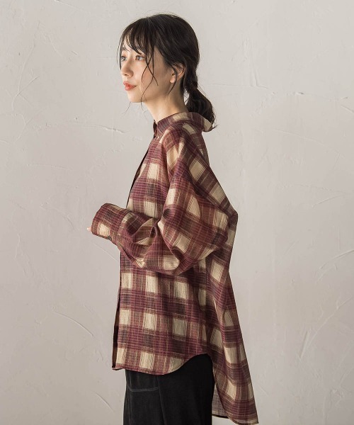 Droite lautreamont(ドロワットロートレアモン)の「チェックシャツ(シャツ/ブラウス・レディース・ワインレッド/ブルー系その他・M)」の13枚目の写真