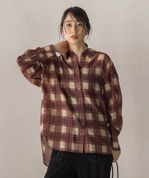 Droite lautreamont(ドロワットロートレアモン)の「チェックシャツ(シャツ/ブラウス・レディース・ワインレッド/ブルー系その他・M)」の12枚目の写真