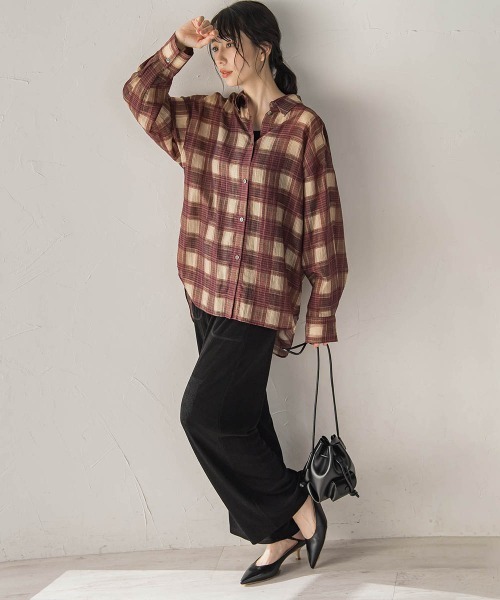 Droite lautreamont(ドロワットロートレアモン)の「チェックシャツ(シャツ/ブラウス・レディース・ワインレッド/ブルー系その他・M)」の21枚目の写真