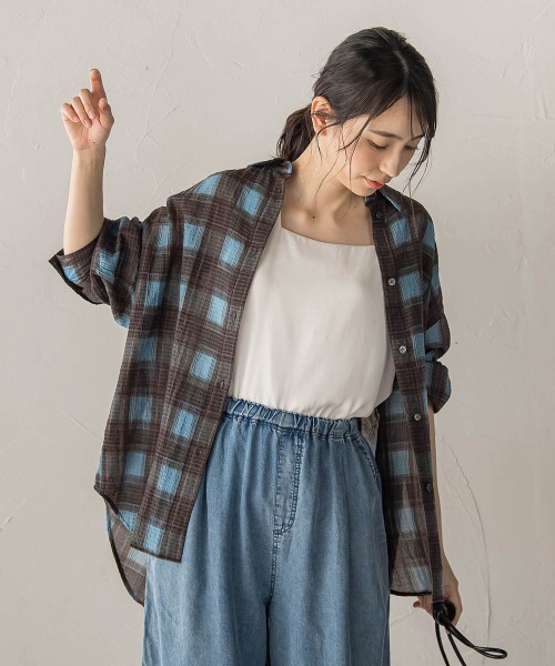 Droite lautreamont(ドロワットロートレアモン)の「チェックシャツ(シャツ/ブラウス・レディース・ワインレッド/ブルー系その他・M)」の4枚目の写真