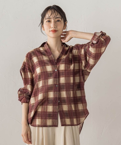 Droite lautreamont(ドロワットロートレアモン)の「チェックシャツ(シャツ/ブラウス・レディース・ワインレッド/ブルー系その他・M)」の22枚目の写真