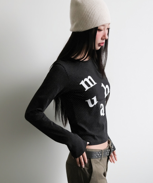 muahmuah（ムーアムーア）の「ドットパッチロゴ 長袖Tシャツ [ブラック]（Tシャツ/カットソー・レディース・その他・FREE）」の4枚目の写真