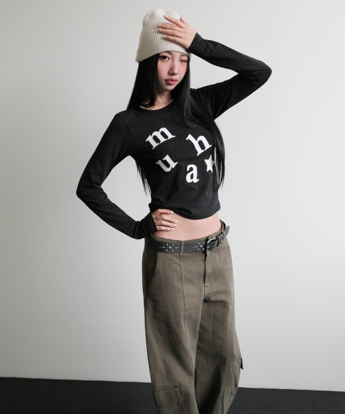 muahmuah（ムーアムーア）の「ドットパッチロゴ 長袖Tシャツ [ブラック]（Tシャツ/カットソー・レディース・その他・FREE）」の7枚目の写真